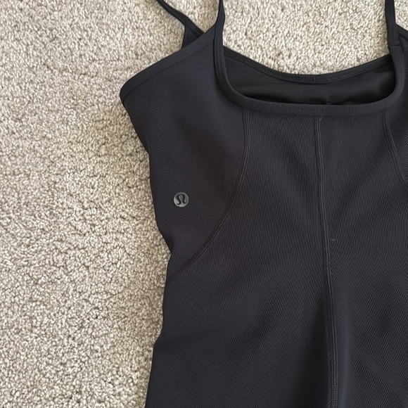 LULULEMON Black Ribbed Contoured Yoga Unitard 6" Bodysuit One Piece Romper 4 - Picture 9 of 9